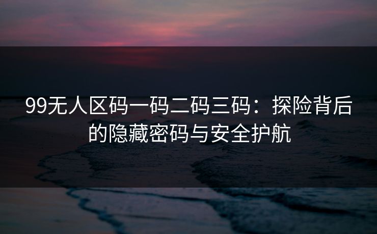 99无人区码一码二码三码：探险背后的隐藏密码与安全护航