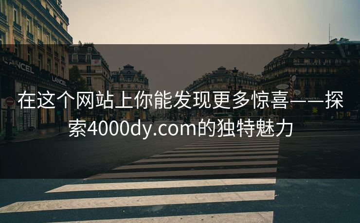 在这个网站上你能发现更多惊喜——探索4000dy.com的独特魅力