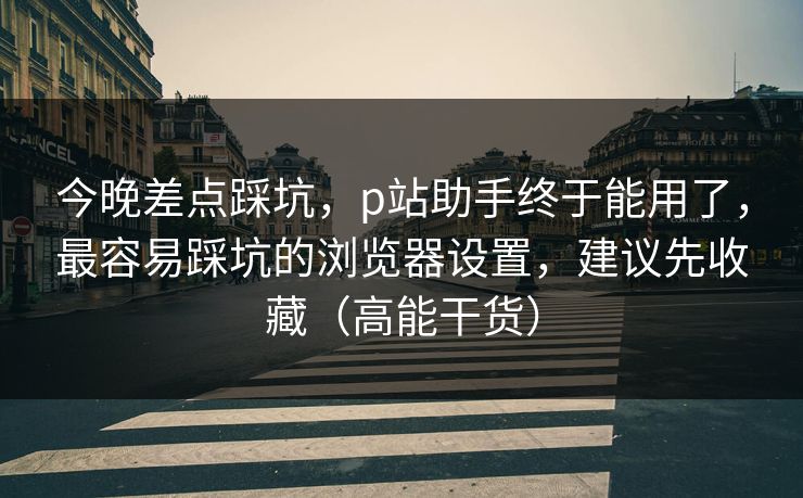 今晚差点踩坑，p站助手终于能用了，最容易踩坑的浏览器设置，建议先收藏（高能干货）